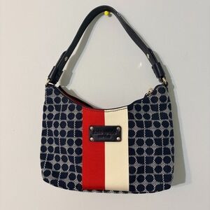 Kate Spade Handbag Blue White Red Canvas Pattern